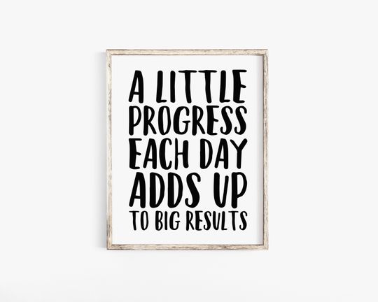 Discover A Little Progress Each Day Adds Up To Big Results, Motivational Poster, Fitness Motivation, Inspirational Wall Art, Instant Download, Prints