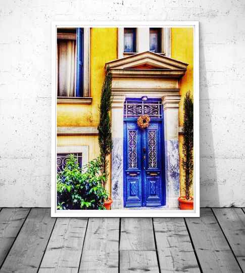 Discover Blue Door Photography Print - Greek Decor