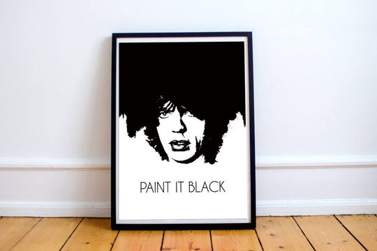 Discover Mick Jagger inspired Paint It Black Poster, Wall Art
