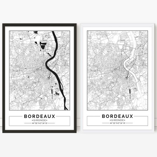 Discover Bordeaux, France, City map, Poster, Printable, Print, Street map, Wall art