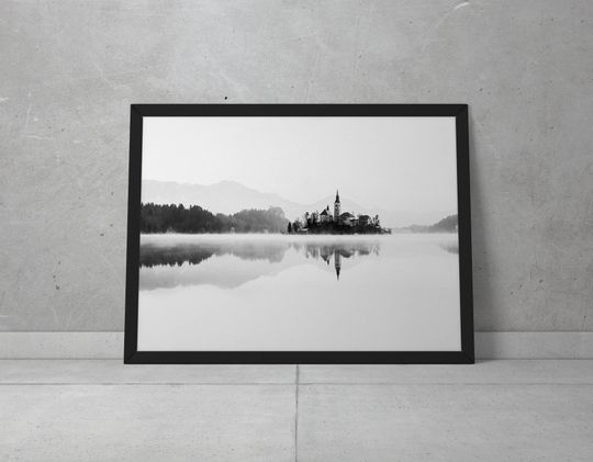 Discover Mountain, Forest, Lake, Castle, Print, Black And White, Poster, Printable, Print, Gift idea, Wall art, Photography Print