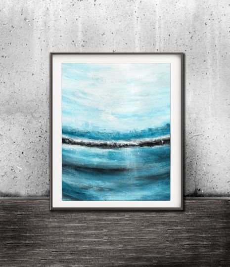 Discover Instant download printable art print blue white modern painting waves oceans wall decor abstract art modern artwork home decor