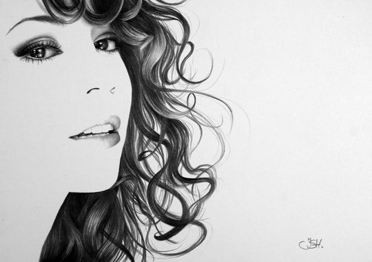 Discover Mariah Carey Pencil Drawing Fine Art Portrait Signed Print