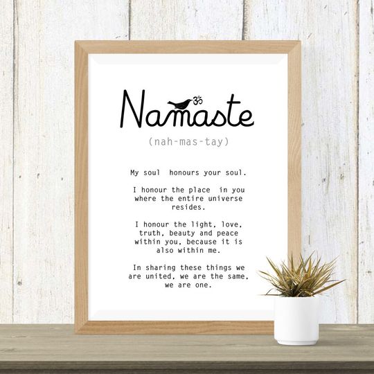 Discover Yoga Namaste Print in 2 Designs - With Bird and Aum Illustration or Without