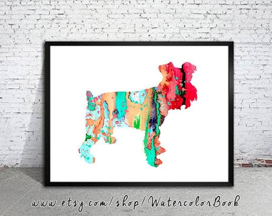 Discover Miniature Schnauzer 2 Watercolor Print, animal art, dog watercolor, watercolor painting, animal watercolor, Schnauzer art,dog art,dog poster