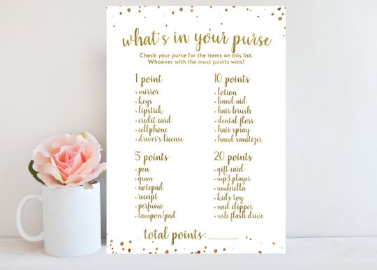 Discover Gold Confetti Purse Game for Showers