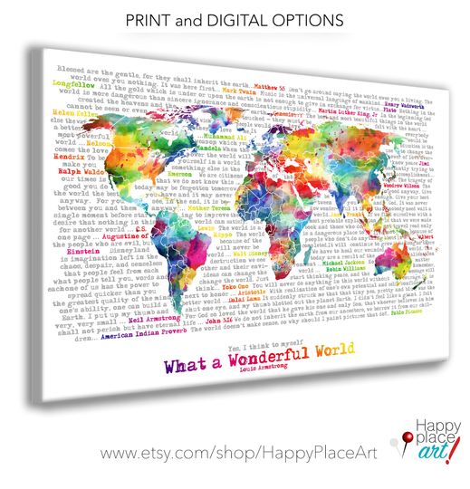 Discover Artistic World Map Poster - Watercolor Wall Art