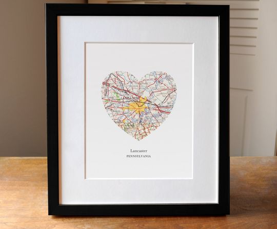 Discover Lancaster Pennsylvania Heart Map Art