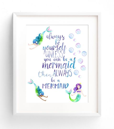 Discover Be Yourself Mermaid Nursery Wall Art
