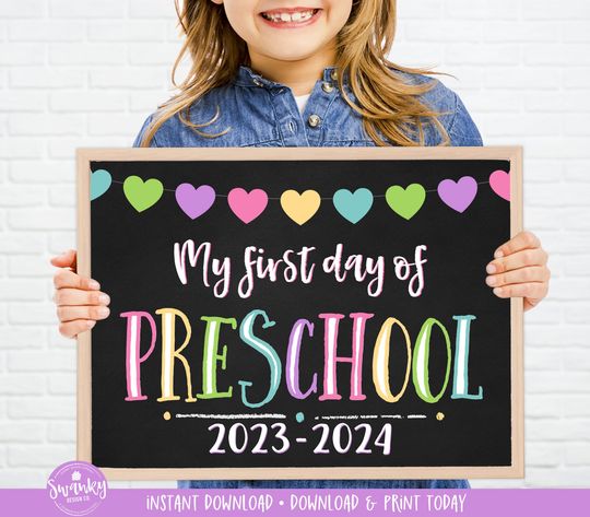 Discover First Day of Preschool Printable Sign
