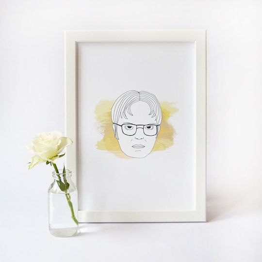 Discover Dwight Schrute Minimalist Print - Illustrated Portrait from The Office