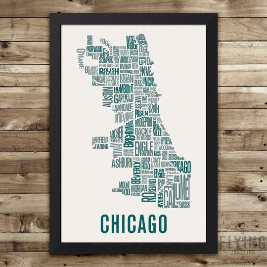 Discover Chicago Neighborhood Map Print for Local Art Lovers