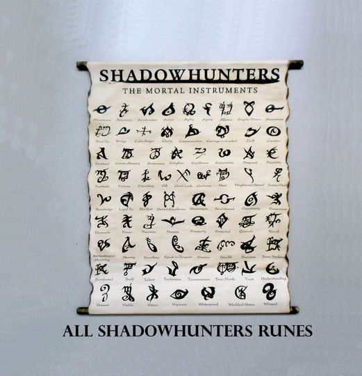 Discover SHADOWHUNTERS All Runes, The Mortal Instruments Books Runes by Cassandra Clare, All Shadowhunters Runes on Handmade Scroll Poster