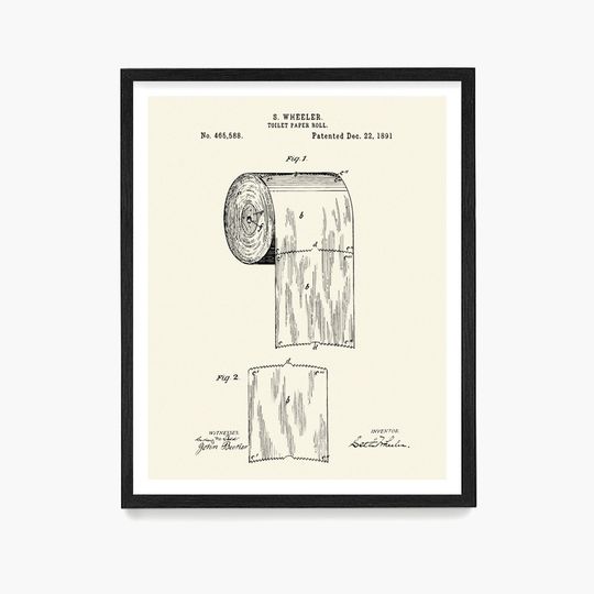 Discover Toilet Paper Patent Bathroom Wall Art