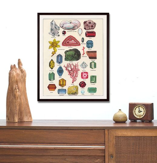 Discover Antique Gem and Mineral Art Print