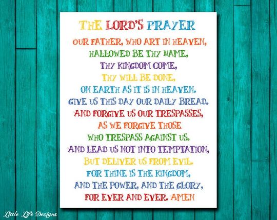 Discover The Lord's Prayer. Sunday School Decor. Christian Wall Art. Bible Verse. Scripture. Christian Kids Decor. Sunday School Art. Matthew 6:9-13