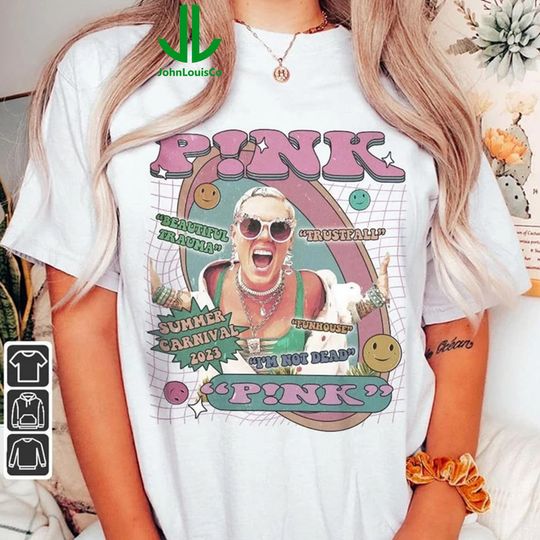 Discover Pink Music Shirt, Trustfall Album Vintage Graphic Shirt, Summer Carnival Tour 2023 Shirt
