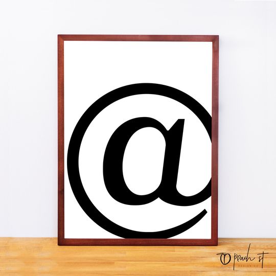 Discover Serif @ Symbol, Typography Print, Letter Print, Printable Monogram, Printable Art, Minimal Decor, Black and White Wall Art, Digital Download