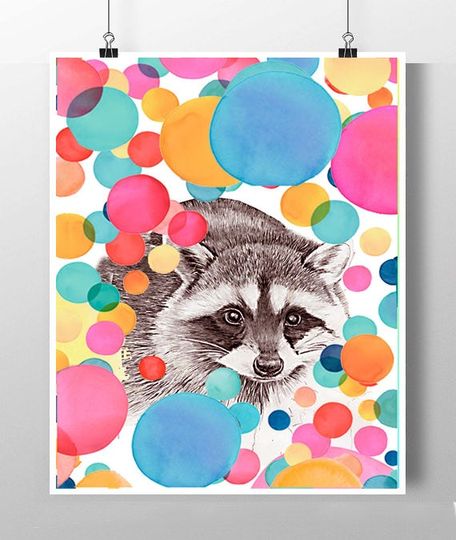 Discover Cheery Raccoon Colorful Art
