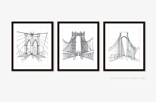 Discover New York Wall Art - Brooklyn and Manhattan Bridges