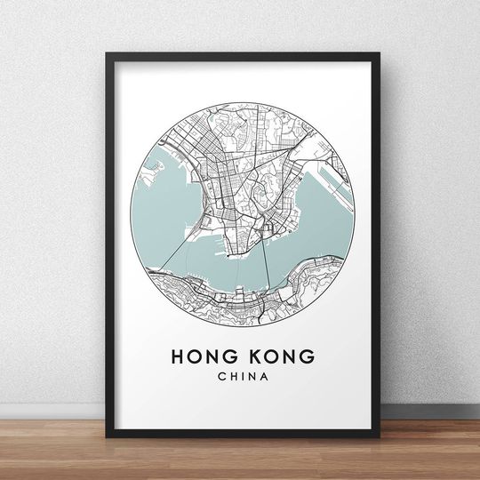 Discover Hong Kong City Map Art Print for Decor
