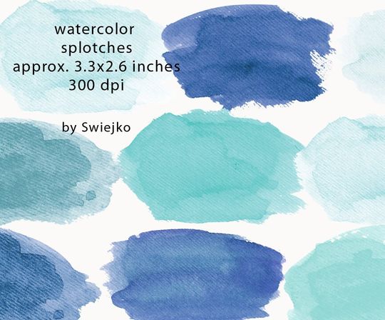Discover Watercolor Clip Art Set - Splotches and Strokes Collection