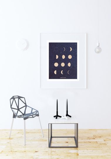 Discover Moon Phase Astronomy Wall Art - Nordic Style Kids Room Decor