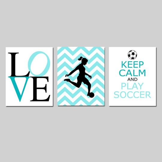 Discover Girls Soccer Art Set - Inspirational Prints for Team Spirit