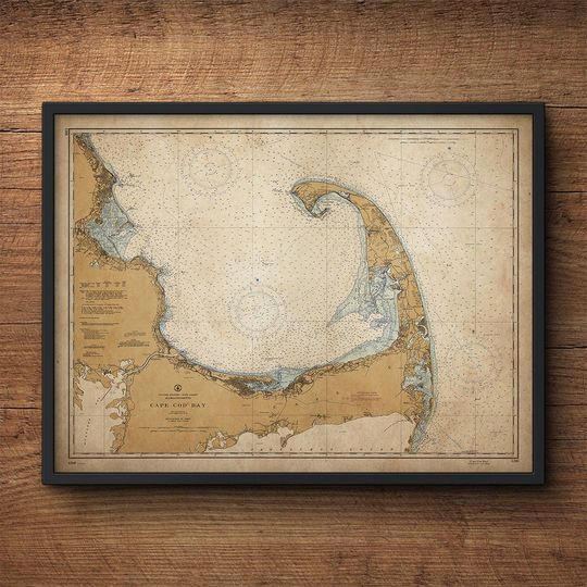 Discover Cape Cod Nautical Map Art Poster