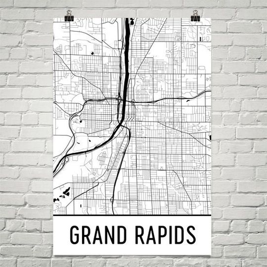 Discover Grand Rapids Michigan Map Art Print