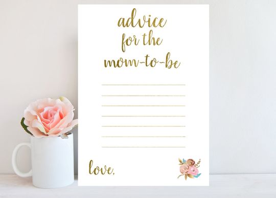 Discover Baby Shower Advice Cards - Floral Printable Game for Moms