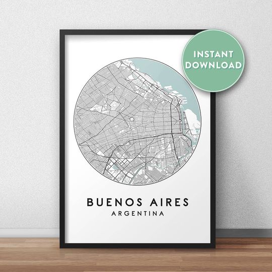 Discover Buenos Aires City Map Print - Stylish Wall Art for Travel Lovers