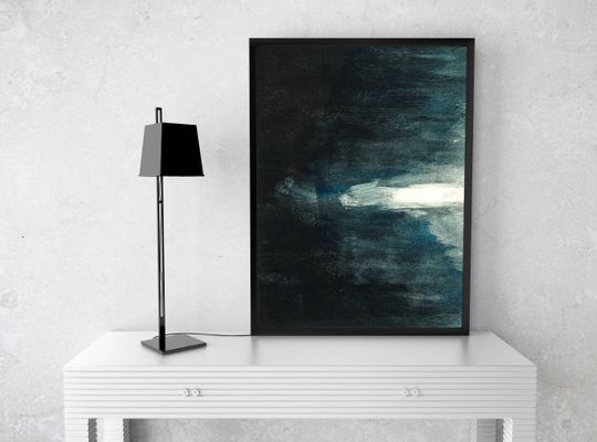 Discover Modern Black and Blue Art Print