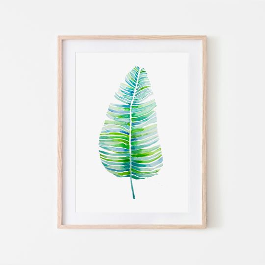Discover Banana Leaf / Botanical Print / Tropical / Watercolour / Wall Art / Botanical illustration / Home Decor/Bathroom Wall Art/Housewarming gift