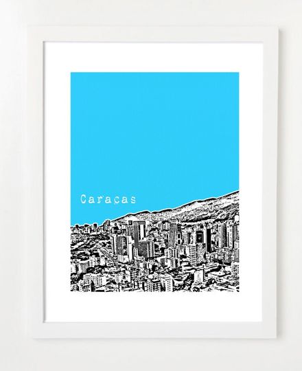 Discover Caracas Venezuela Art Poster  - Caracas City Skyline Print  - Venezuela Travel Art