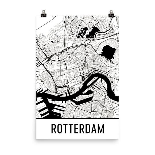 Discover Rotterdam City Map Art Print - Decorative Dutch Decor