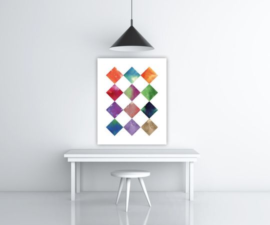 Discover Colorful Watercolor Geometric Wall Art