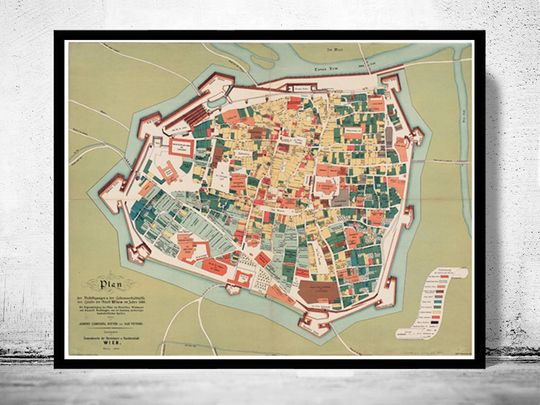 Discover Vintage 1880 Map of Vienna Austria Print