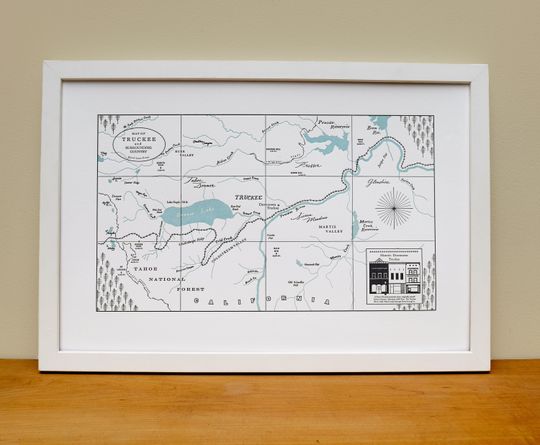 Discover Truckee, California Letterpress Map Print