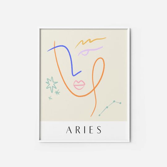 Discover Printable Aries Zodiac Astrology Artwork