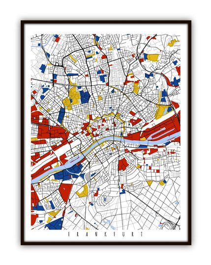 Discover Frankfurt Map Art / Frankfurt, Germany Wall Art / Print / Poster / Modern Home and Office Decor