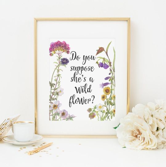 Discover Do You Suppose Shes a Wildflower Printable Wildflower Quote Print Spring Floral Nursery Decor Lavender Flower Print Pink Nursery Wall Art