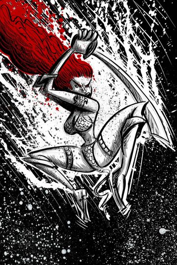 Discover Red Sonja Art Print, Red Sonya, comic book, wall art, illlustration, cartoon, comic, Fantasy, Conan the Barbarian, Brigitte Nielsen, Warrior