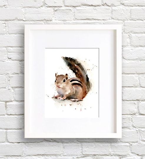 Discover Chipmunk Art Print - Watercolor Paintingby Artist DJ Rogers - Wildlife - Wall Decor