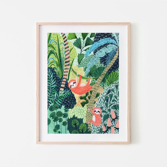 Discover Tropical Sloth Botanical Illustration