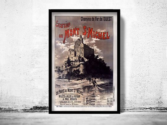 Discover Vintage Poster of Mont St Michel France 1895 | Vintage Poster Wall Art Print |