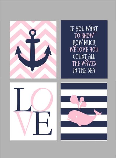 Discover Nautical Nursery Art for Baby Girls