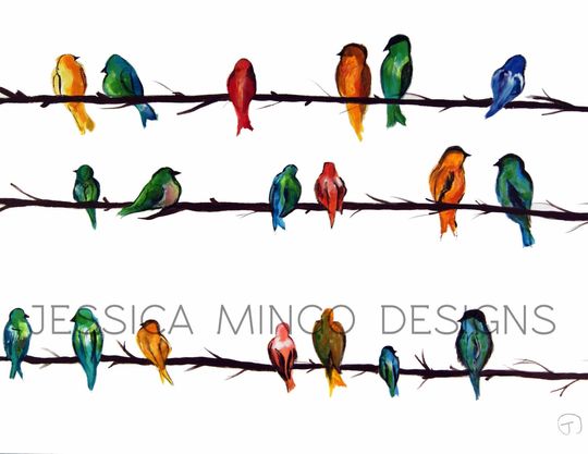 Discover Colorful Birds Watercolor Art Print - Nature Decor