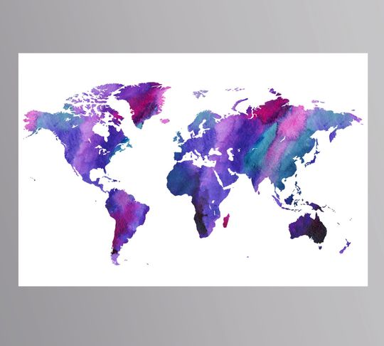 Discover Large Colorful World Map Art Print