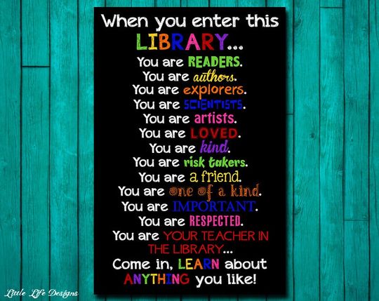 Discover Library Rules Sign - Gift for Librarians - Wall Art
